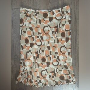 Geometric Patterned Skirt - Brown and Cream